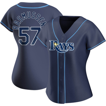 Drew Rasmussen Women's Nike White Tampa Bay Rays Home Replica Custom Jersey Size: Large